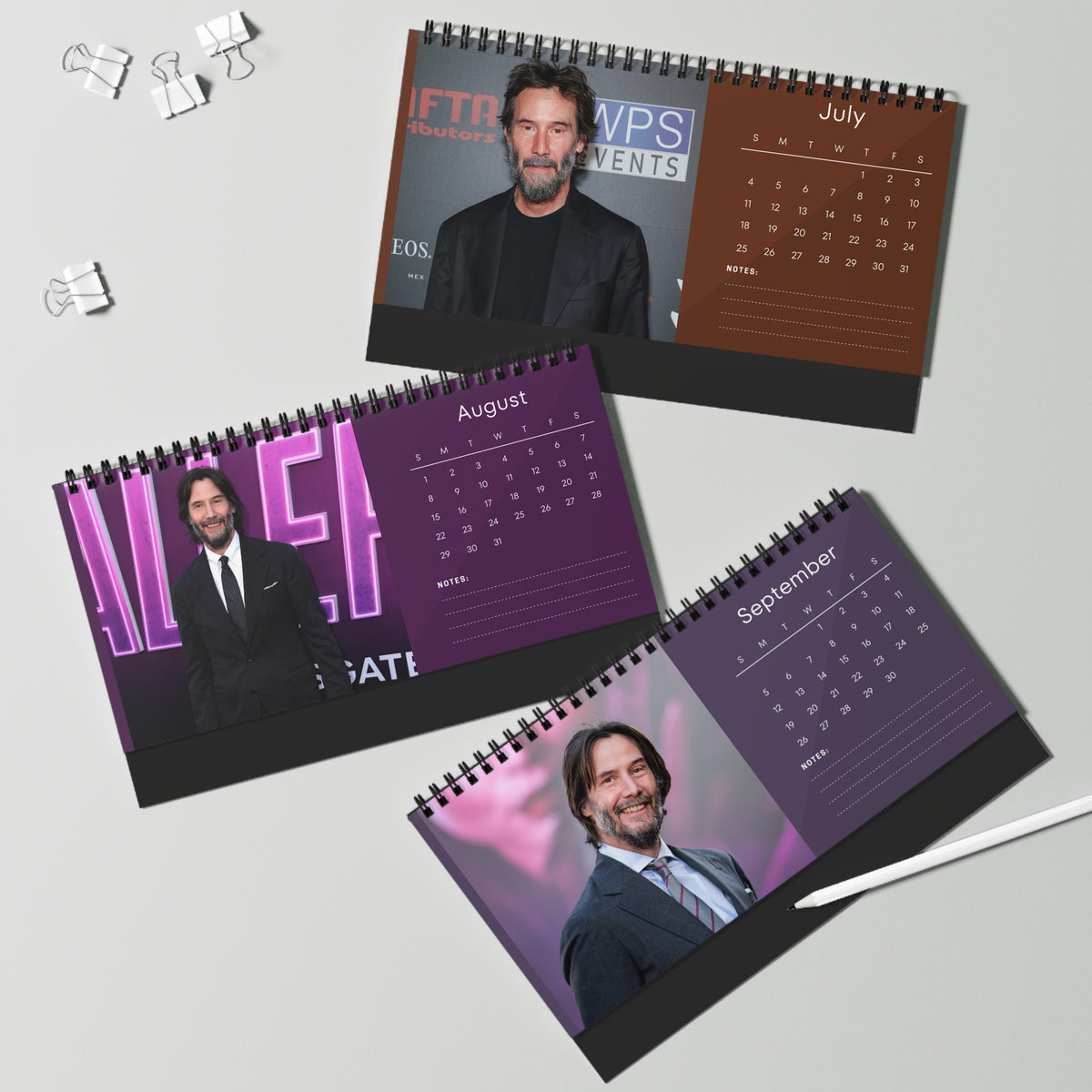 Keanu Reeves 2027 Desk Calendar Vol 4 | Spiral Bound Photo Calendar | Fan Gift