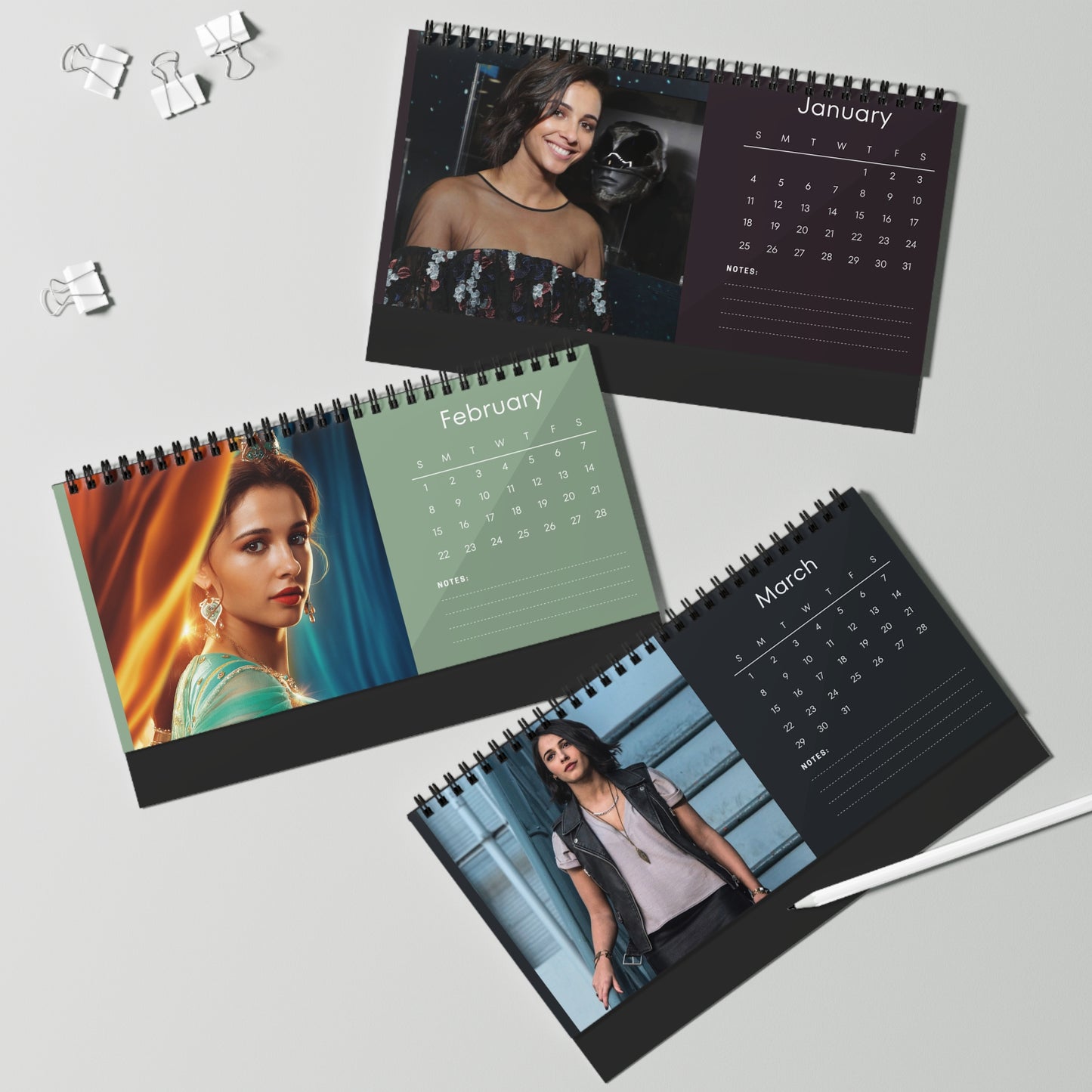 Naomi Scott 2026 Desk Calendar | Celebrity Spiral Bound Photo Calendar | Fan Collectible Gift | Stylish Desk & Office Décor