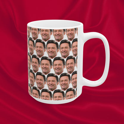 Hugh Jackman Face Pattern Ceramic Mug | Unique Gift for Hugh Jackman Fans