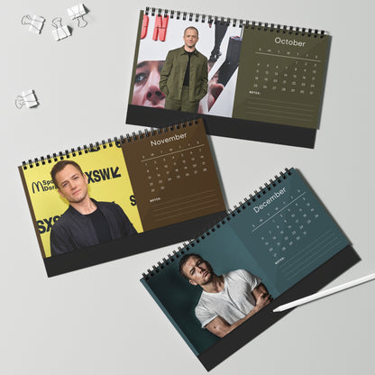 Taron Egerton 2026 Desk Calendar | Premium Spiral Bound Celebrity Photo Calendar | Collectible Fan Gift | Stylish Desk & Office Décor