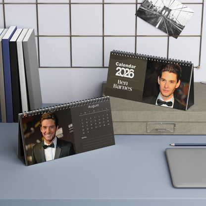 Ben Barnes 2026 Desk Calendar | Celebrity Spiral Bound Photo Calendar | Fan Collectible Gift | Stylish Desk & Office Décor