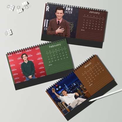 Tom Holland 2026 Desk Calendar | Celebrity Spiral Bound Photo Calendar | Fan Collectible Gift | Stylish Desk & Office Décor
