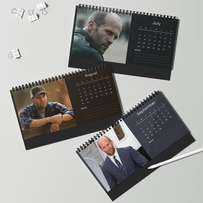 Jason Statham 2026 Desk Calendar | Celebrity Spiral Bound Photo Calendar | Action Star Fan Collectible | Stylish Desk & Office Décor