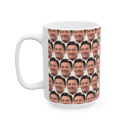 Hugh Jackman Face Pattern Ceramic Mug | Unique Gift for Hugh Jackman Fans