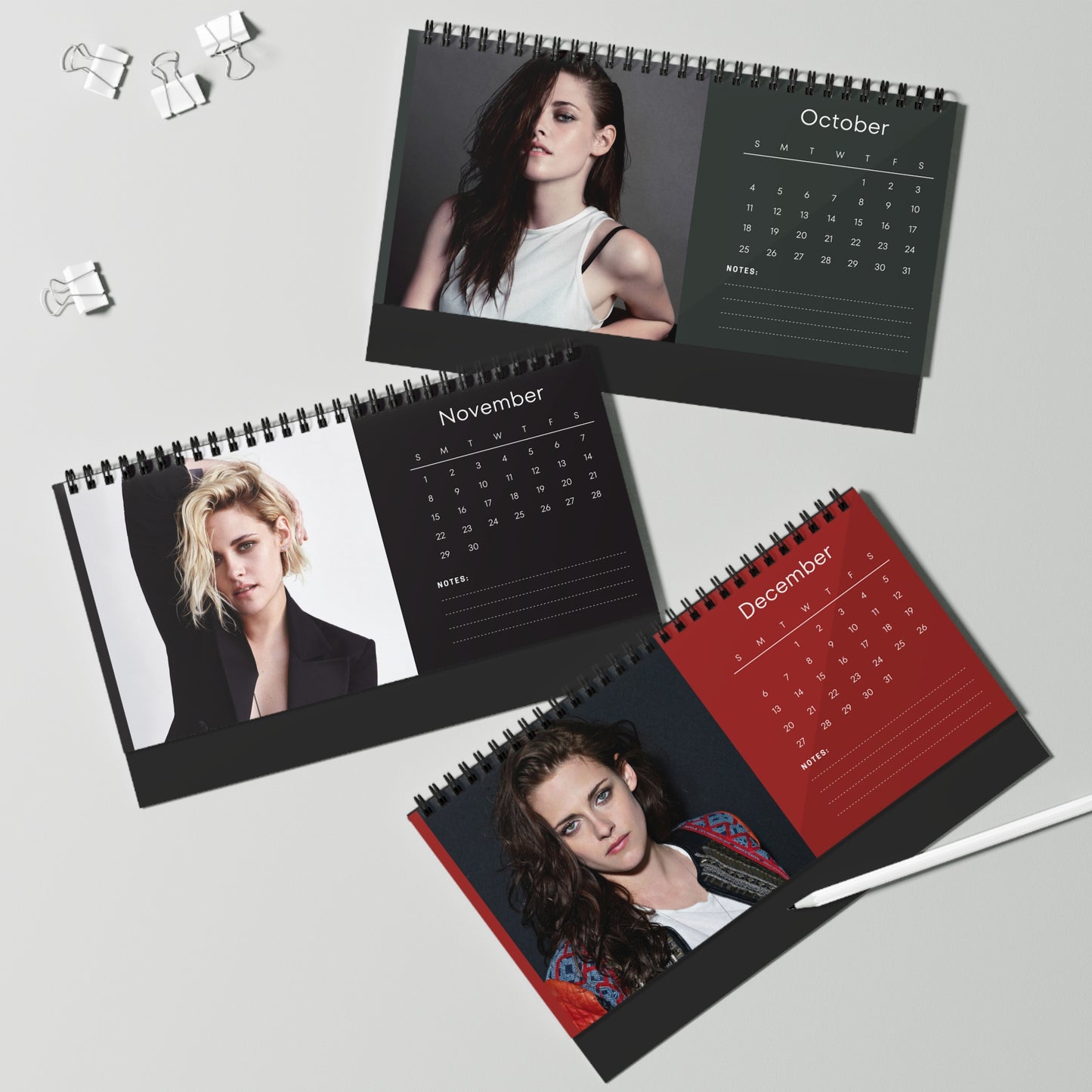 Kristen Stewart 2026 Desk Calendar | Premium Spiral Bound Celebrity Photo Calendar | Collectible Fan Gift | Stylish Desk & Office Décor