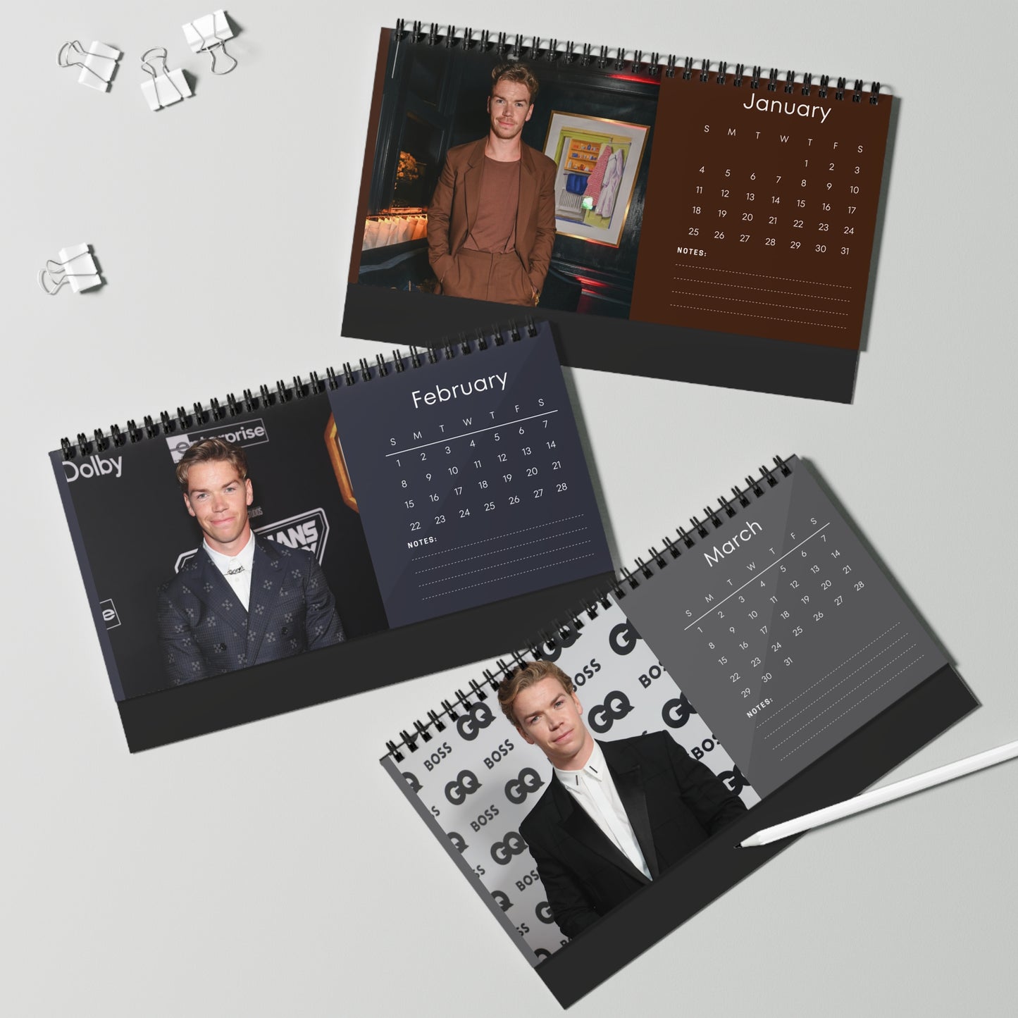 Will Poulter 2026 Desk Calendar | Premium Spiral Bound Celebrity Photo Calendar | High-Quality Fan Gift & Desk Décor