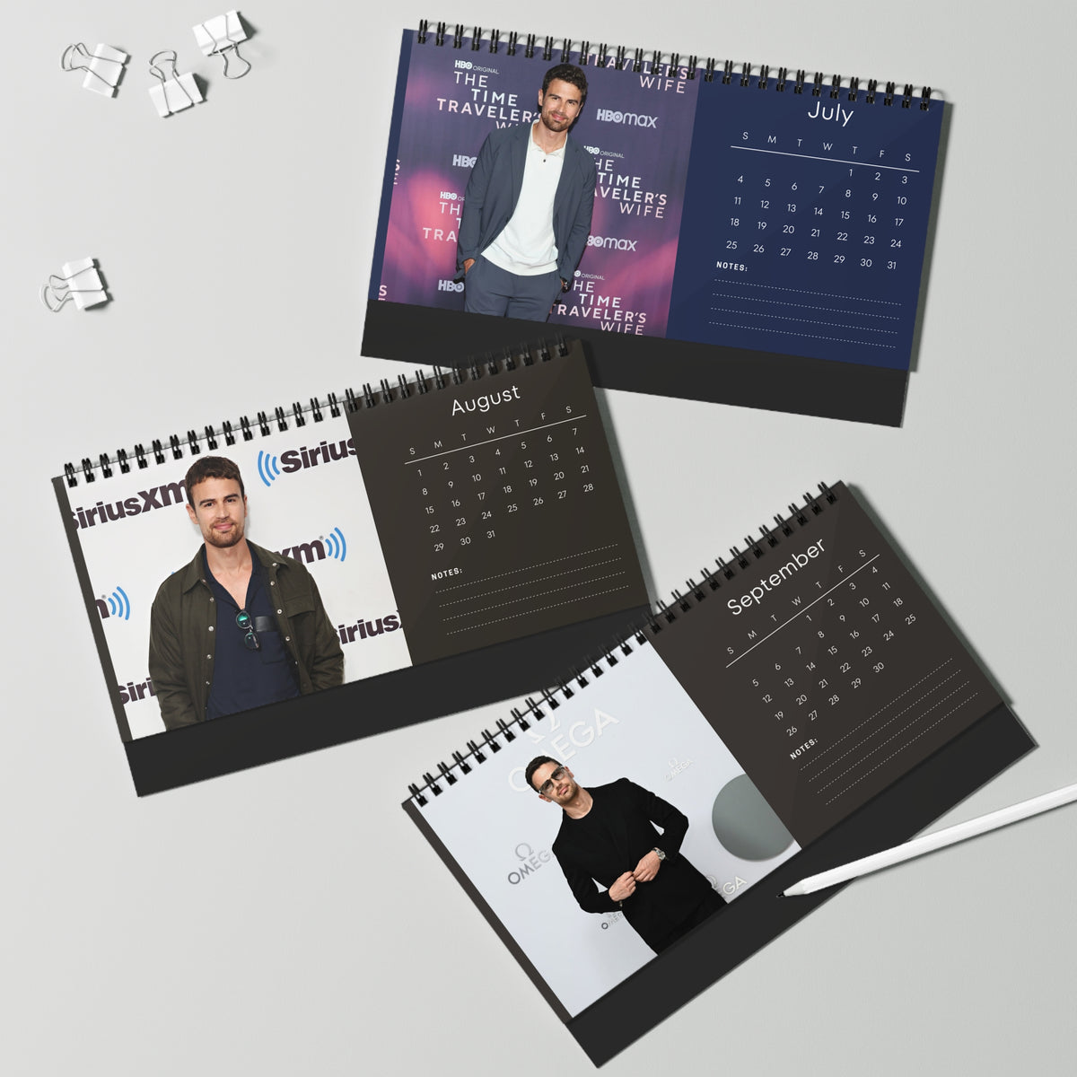 Theo James 2027 Desk Calendar Vol 3 | Spiral Bound Photo Calendar | Fan Gift