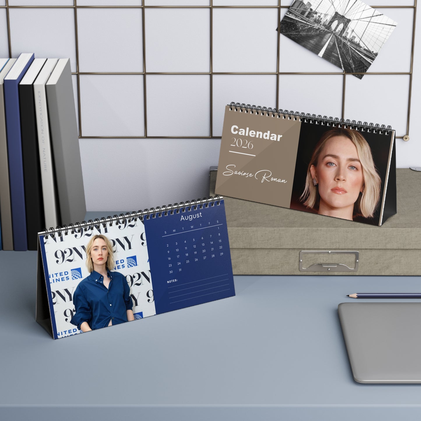 Saoirse Ronan 2026 Desk Calendar | Premium Spiral Bound Celebrity Photo Calendar | High-Quality Fan Gift & Desk Décor