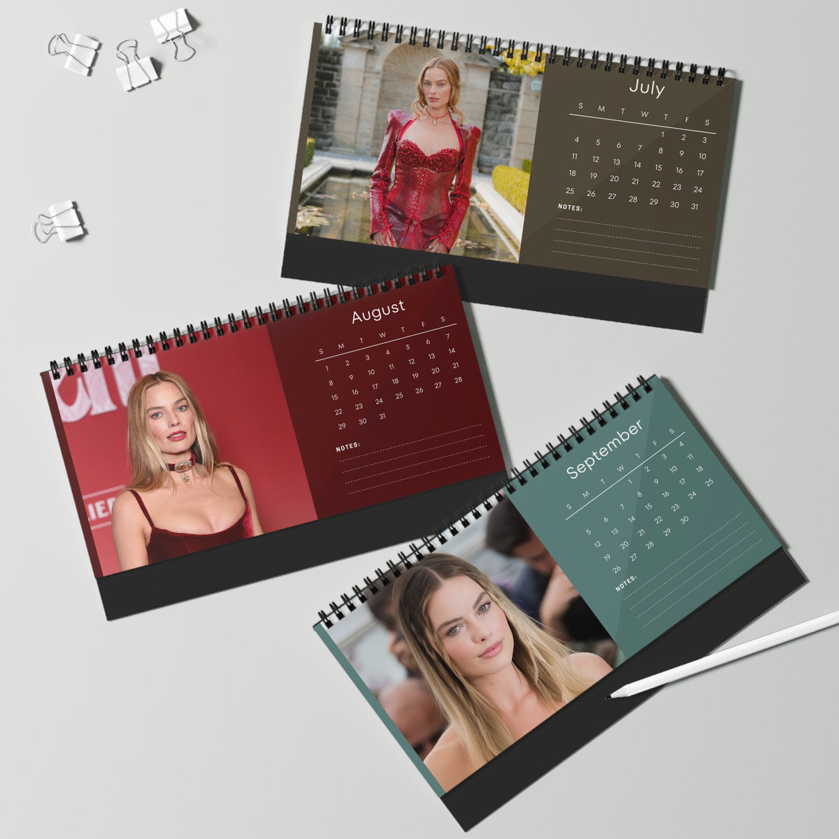 Margot Robbie 2027 Desk Calendar Vol 2 | Spiral Bound Photo Calendar | Fan Gift
