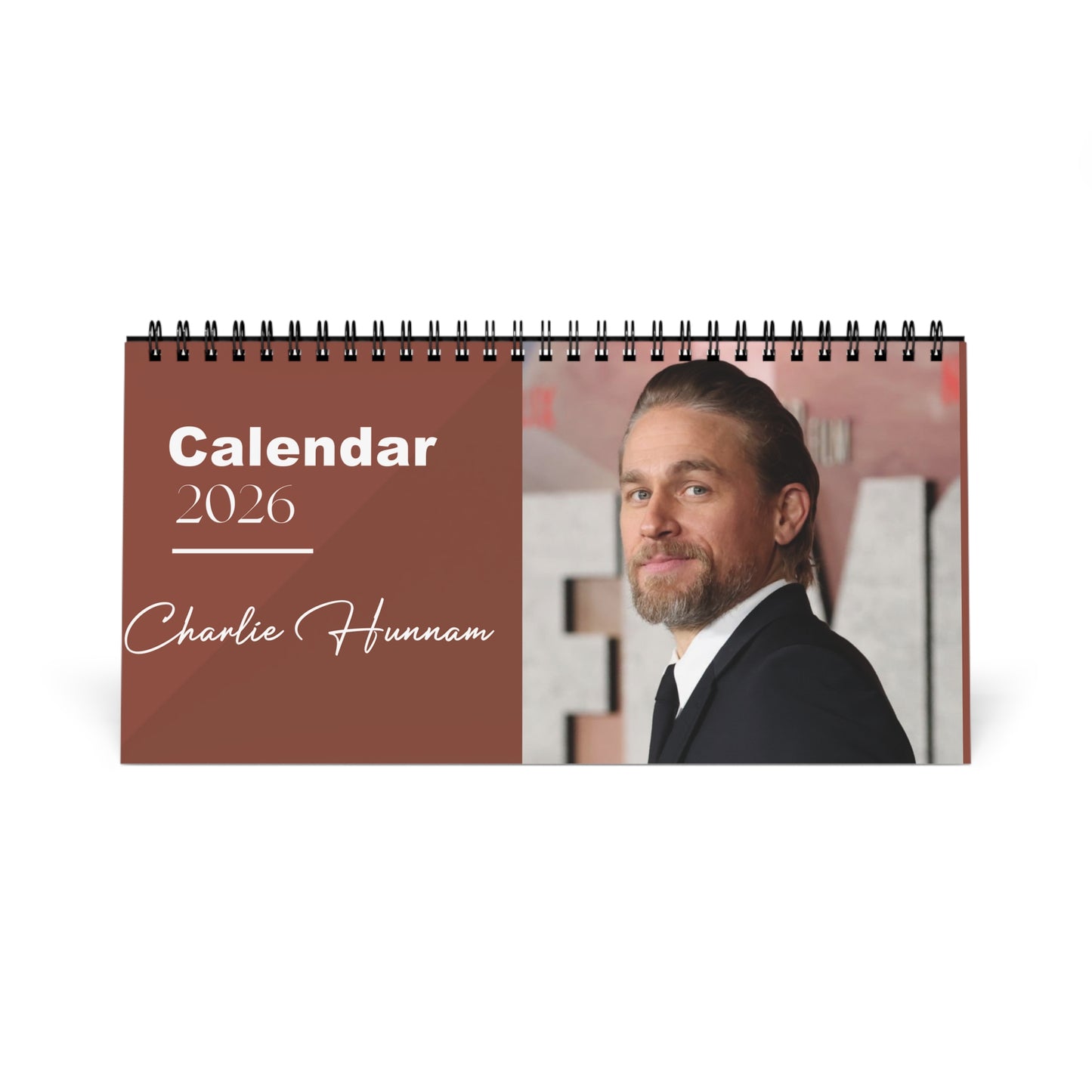 Charlie Hunnam 2026 Desk Calendar | Premium Spiral Bound Celebrity Photo Calendar | High-Quality Fan Gift & Desk Décor