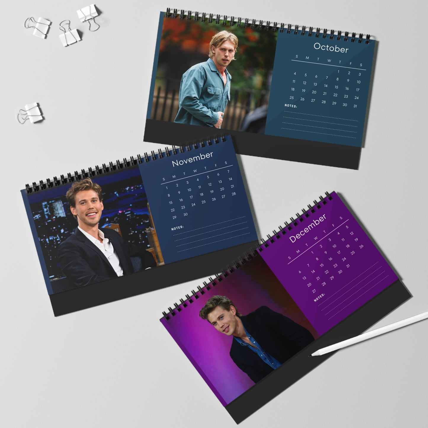 Austin Butler 2026 Desk Calendar | Premium Celebrity Photo Calendar for Fans | Spiral Bound Collectible Desk & Office Décor