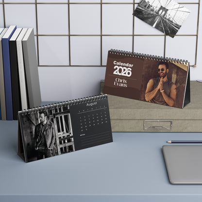 Chris Evans 2026 Desk Calendar | Premium Spiral Bound Celebrity Photo Calendar | Collectible Fan Gift | Stylish Desk & Office Décor