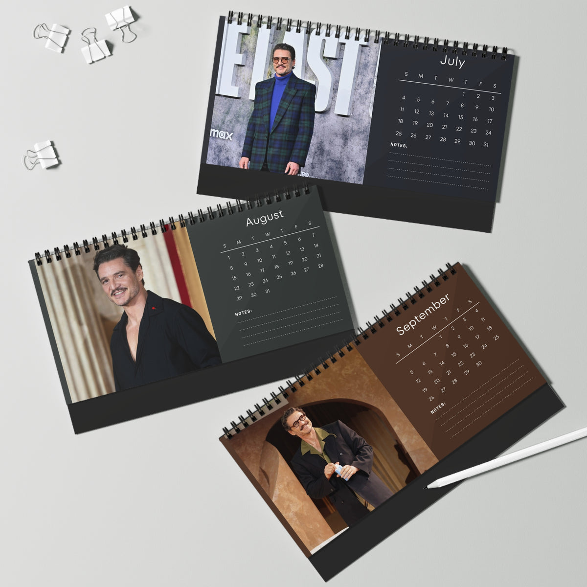 Pedro Pascal 2027 Desk Calendar Vol 2 | Spiral Bound Photo Calendar | Fan Gift