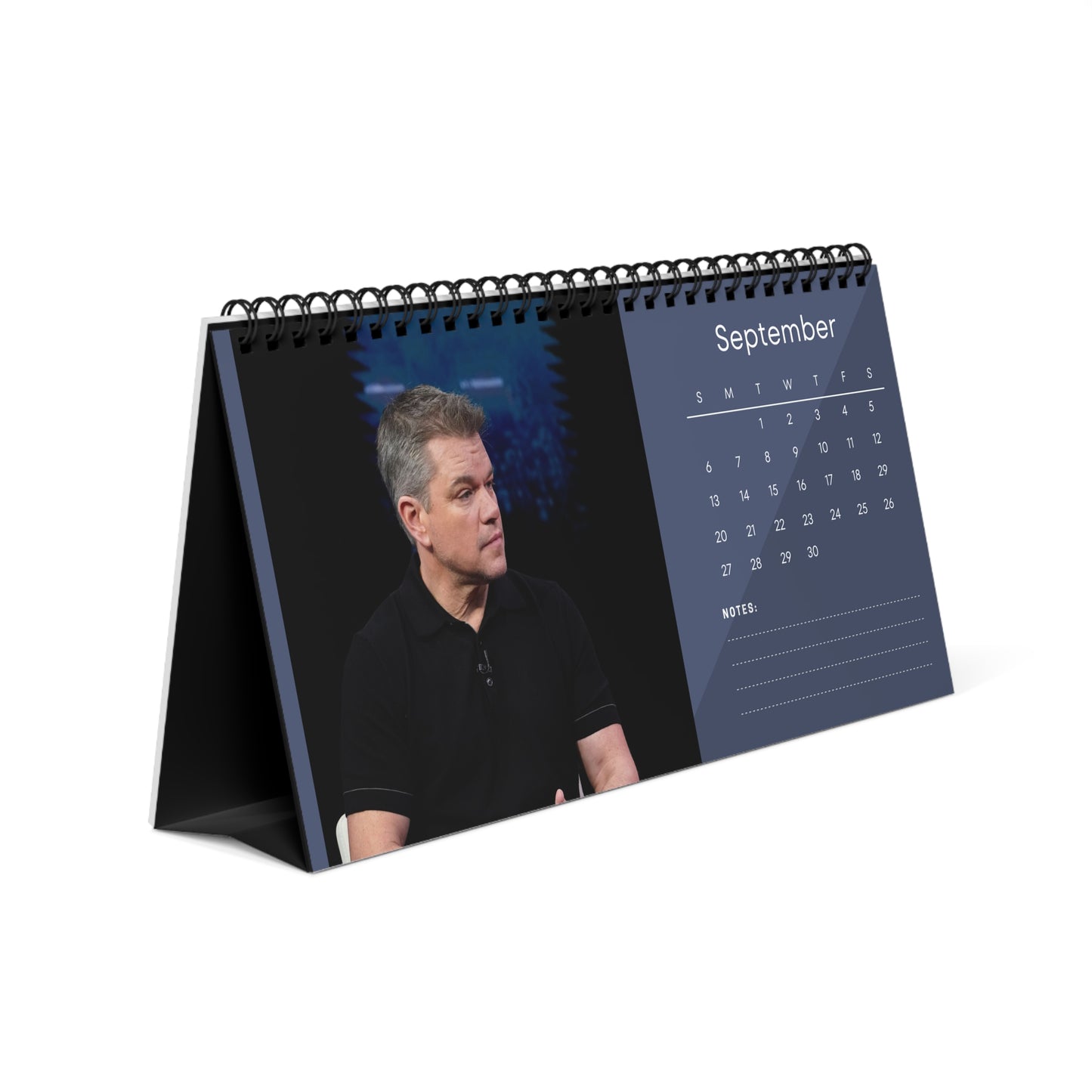 Matt Damon 2026 Desk Calendar | Premium Spiral Bound Celebrity Photo Calendar | High-Quality Fan Gift & Desk Décor