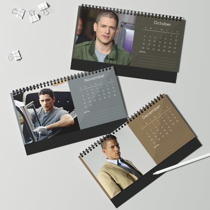 Wentworth Miller 2026 Desk Calendar | Celebrity Spiral Bound Photo Calendar | Fan Collectible Gift | Stylish Desk & Office Décor