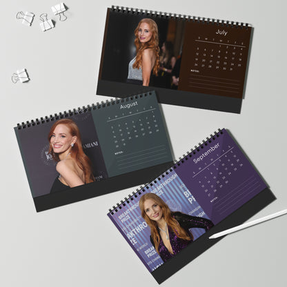 Jessica Chastain 2026 Desk Calendar | Oscar Winner Actress | Zero Dark Thirty & The Help | Celebrity Gift | Office Decor