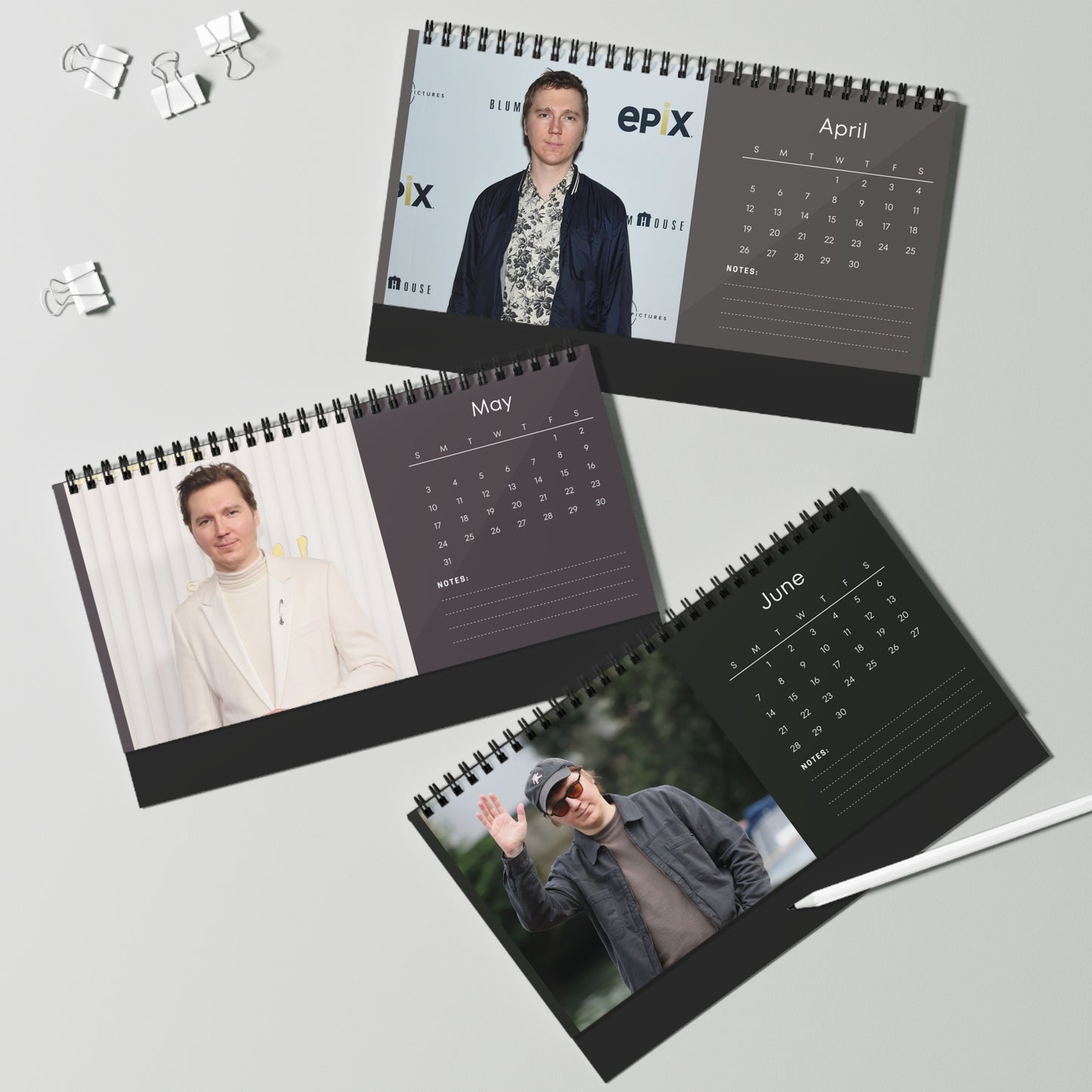 Paul Dano 2026 Desk Calendar | Premium Spiral Bound Celebrity Photo Calendar | Collectible Fan Gift | Stylish Desk & Office Décor