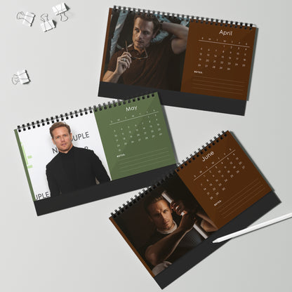 Sam Heughan 2026 Desk Calendar | Premium Spiral Bound Celebrity Photo Calendar | High-Quality Fan Gift & Desk Décor
