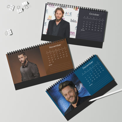Travis Fimmel 2026 Desk Calendar | Premium Spiral Bound Celebrity Photo Calendar | High-Quality Fan Gift & Desk Décor