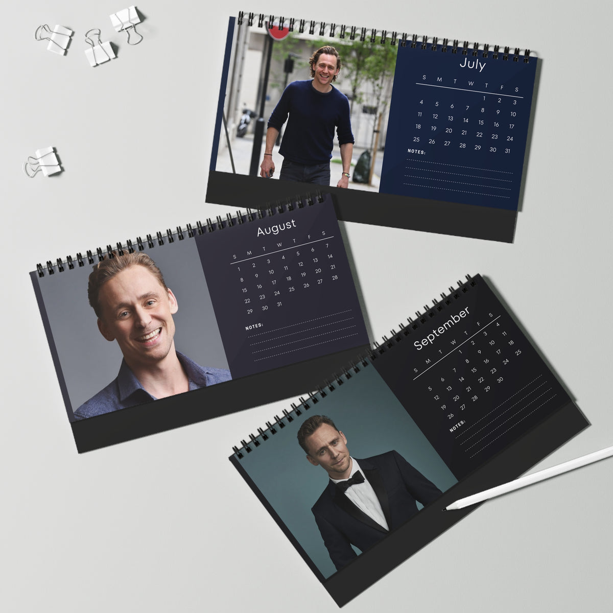 Tom Hiddleston 2027 Desk Calendar Vol 4 | Spiral Bound Photo Calendar | Fan Gift