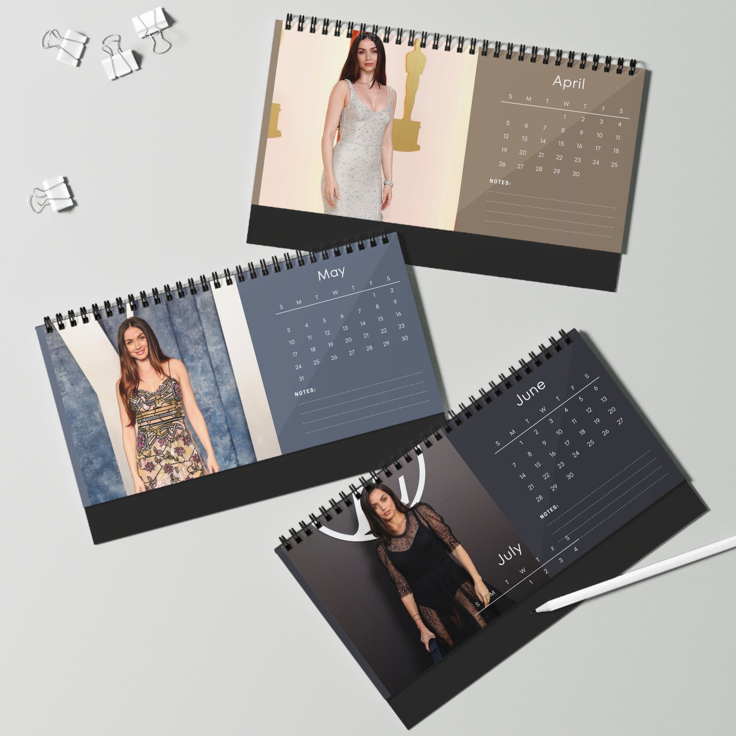 Ana de Armas 2026 Desk Calendar | Premium Spiral Bound Celebrity Photo Calendar | High Quality Collectible Gift for Fans & Desk Décor