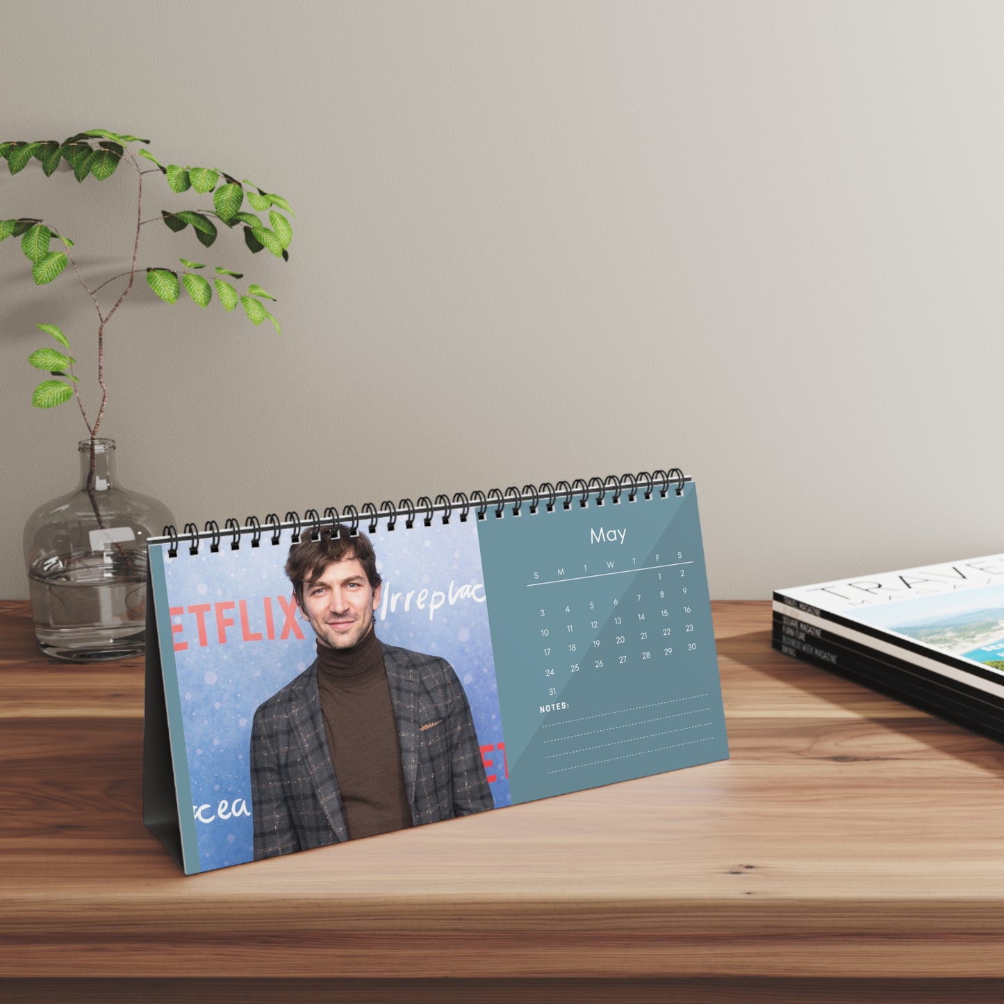 Michiel Huisman 2026 Desk Calendar | Premium Spiral Bound Celebrity Photo Calendar | Elegant Collectible Gift for Fans & Desk Décor