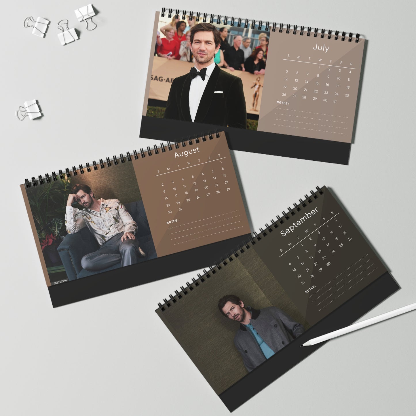 Michiel Huisman 2026 Desk Calendar | Premium Spiral Bound Celebrity Photo Calendar | High-Quality Fan Gift & Desk Décor