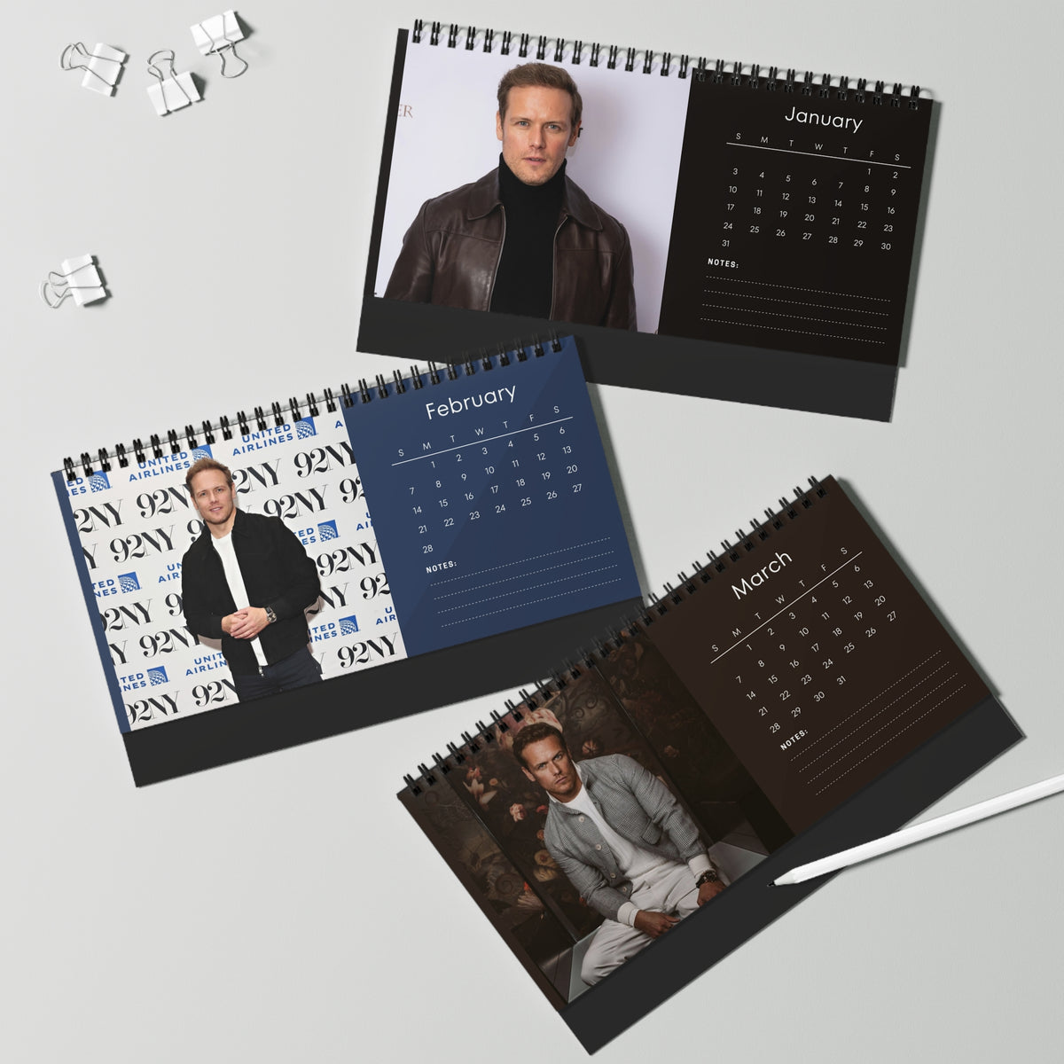 Sam Heughan 2027 Desk Calendar Vol 2 | Spiral Bound Photo Calendar | Fan Gift