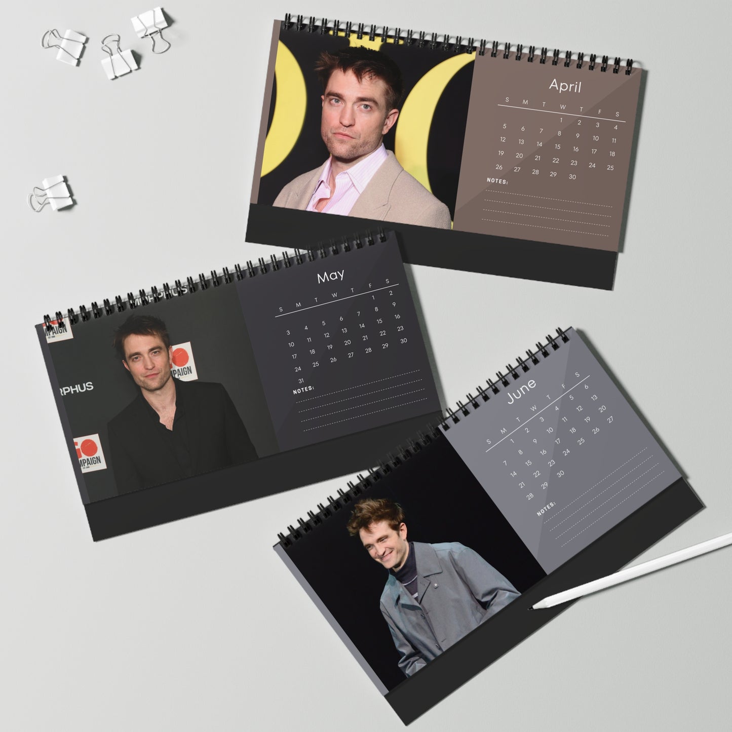 Robert Pattinson 2026 Desk Calendar | Premium Celebrity Photo Calendar | Stylish Desk Décor & Fan Gift