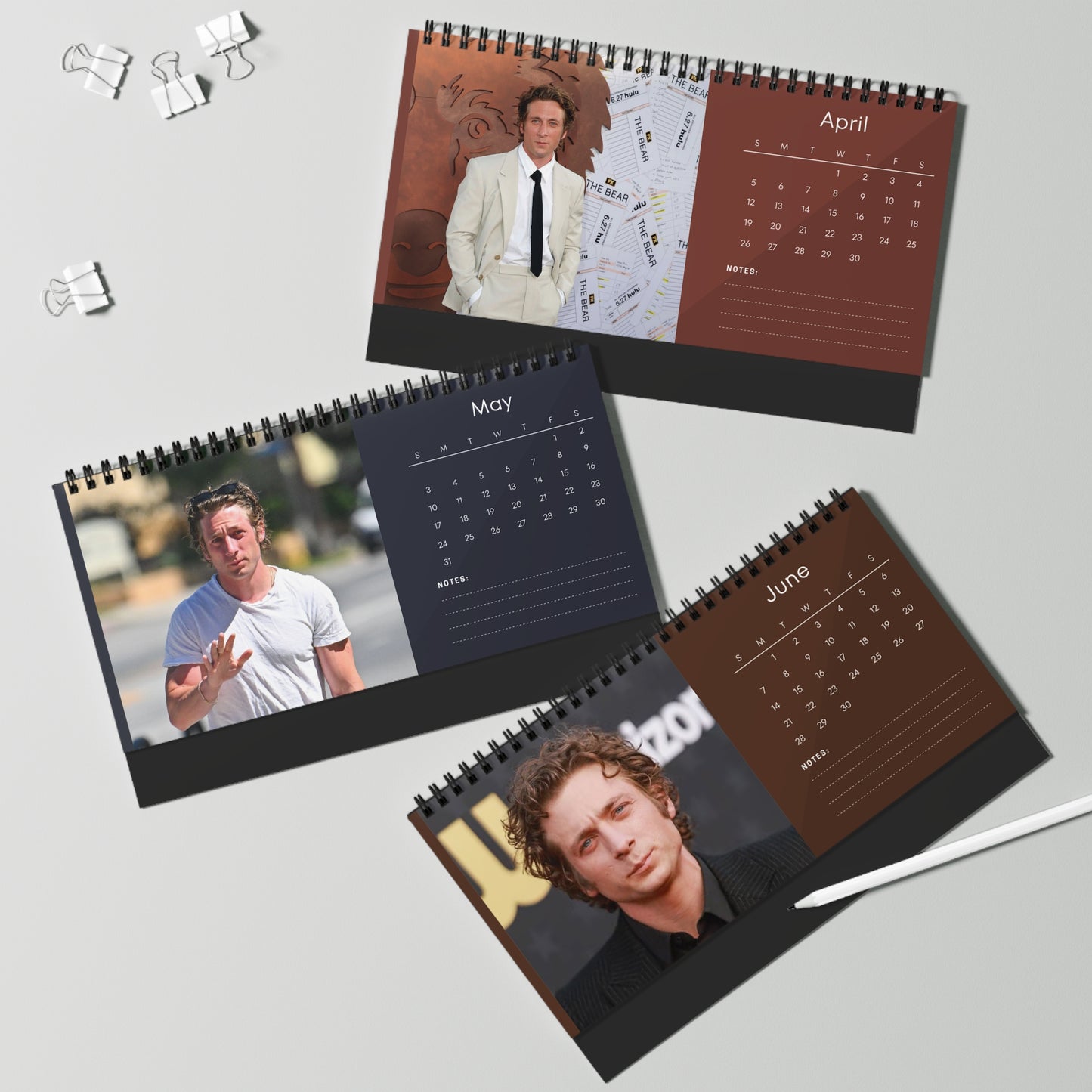 Jeremy Allen White 2026 Desk Calendar | The Bear Actor | Shameless Star | Celebrity Gift | Office Decor