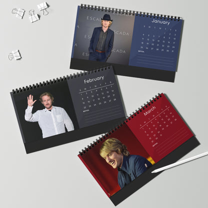 Owen Wilson 2026 Desk Calendar | Premium Spiral Bound Celebrity Photo Calendar | High-Quality Fan Gift & Desk Décor
