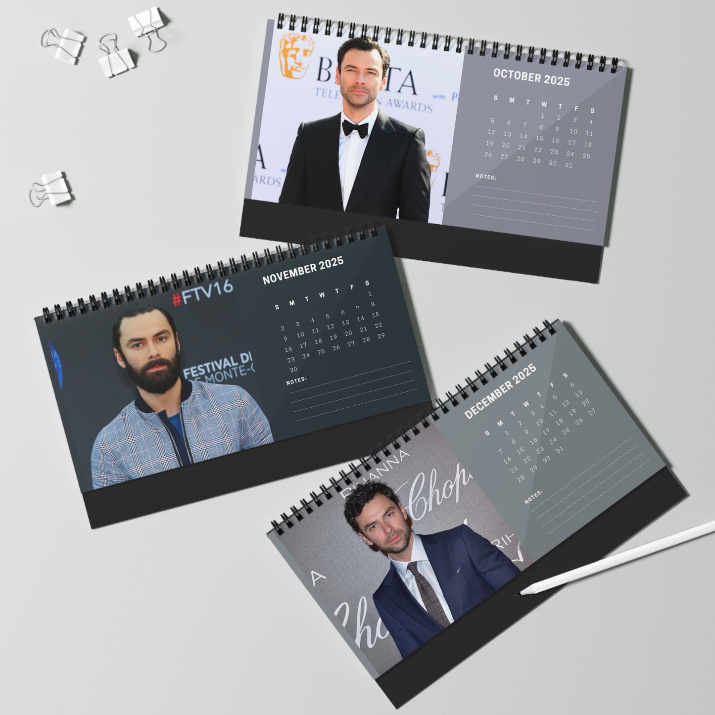 Aidan Turner 2025 Desk Calendar | Aidan Turner Calendar | Fan Gift