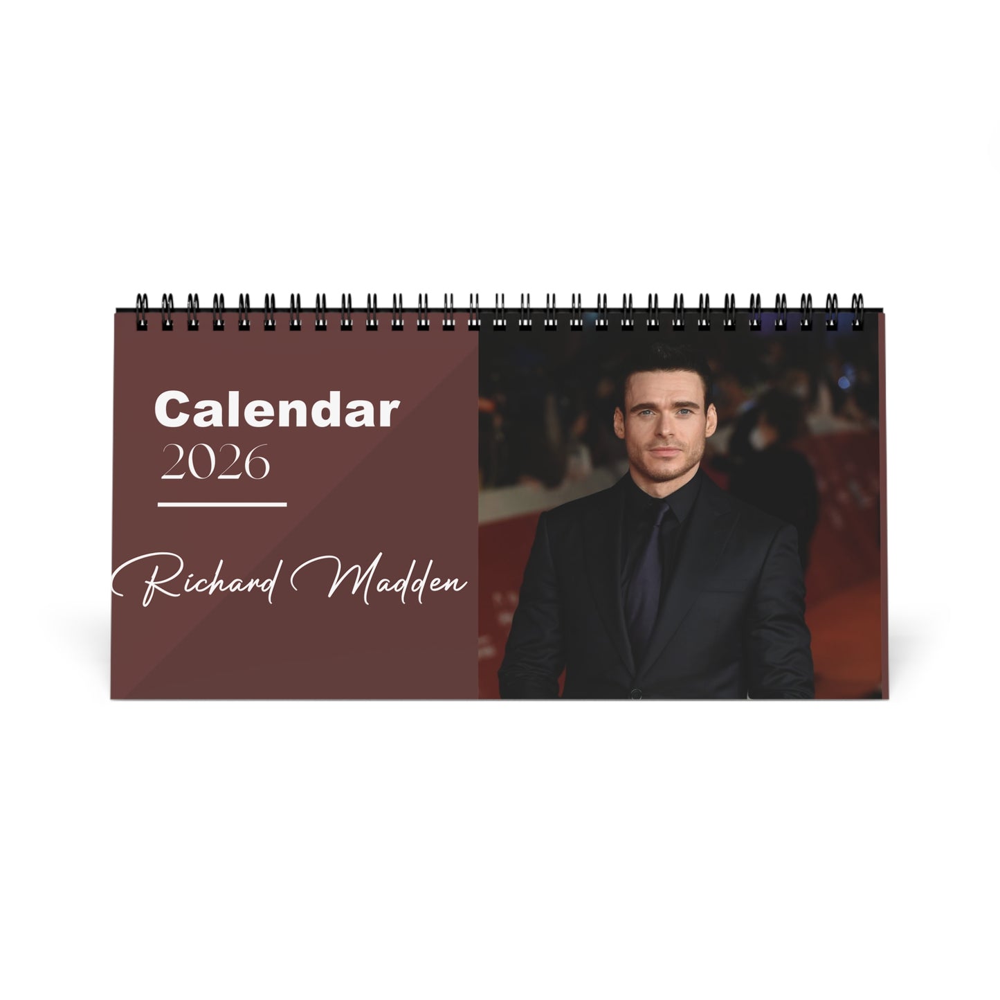 Richard Madden 2026 Desk Calendar | Premium Spiral Bound Celebrity Photo Calendar | High-Quality Fan Gift & Desk Décor