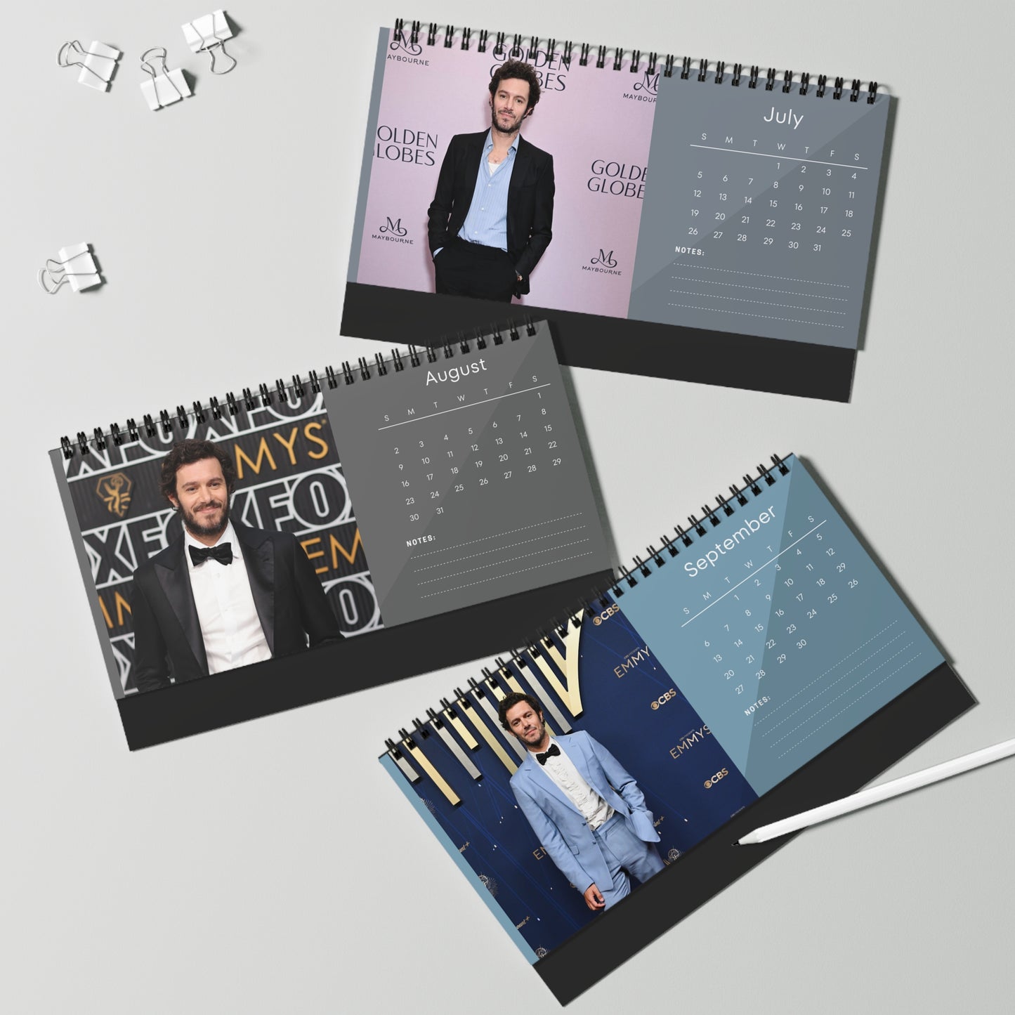 Adam Brody 2026 Desk Calendar | Celebrity Spiral Bound Photo Calendar | Collectible Fan Gift | Stylish Desk & Office Décor