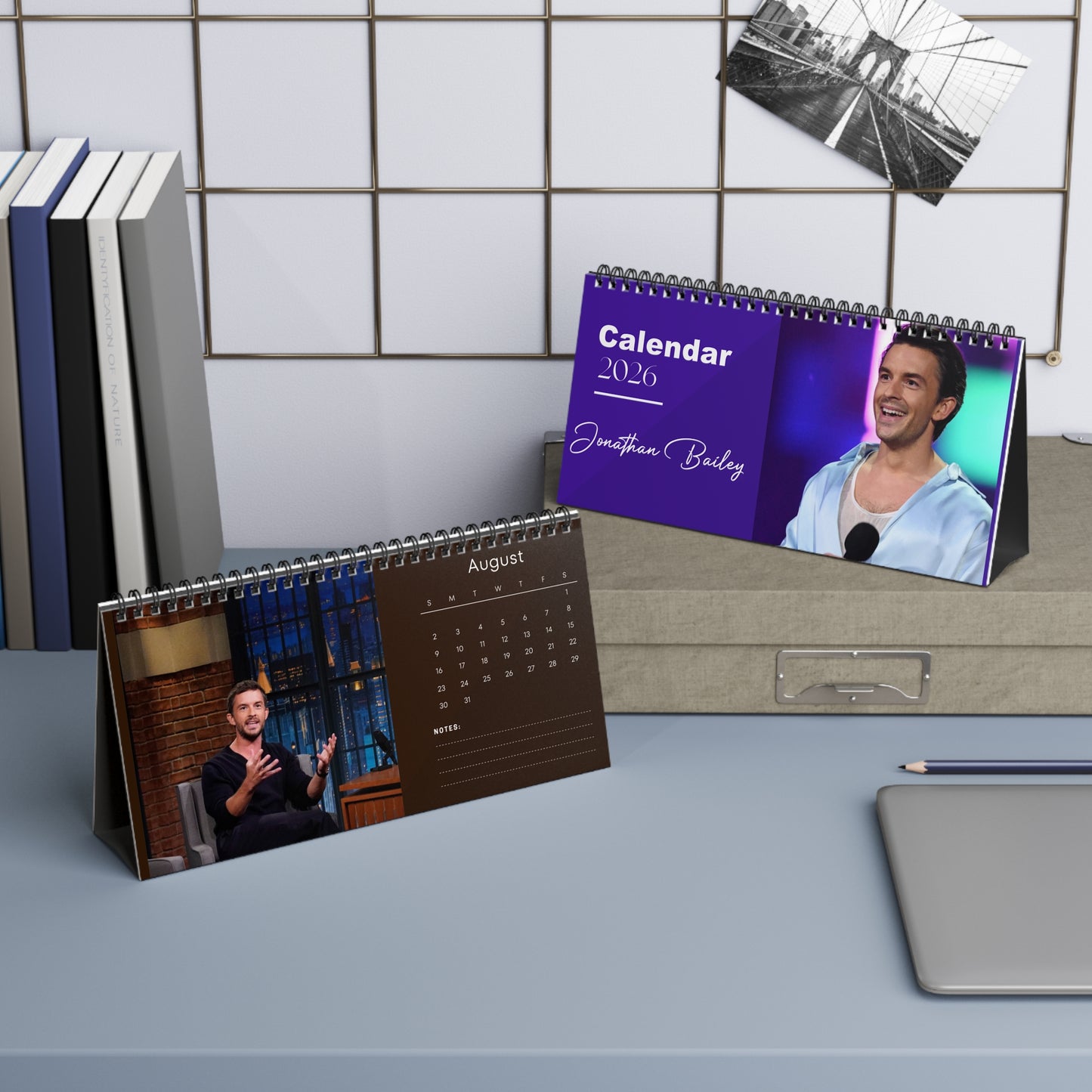 Jonathan Bailey 2026 Desk Calendar | Premium Spiral Bound Celebrity Photo Calendar | High-Quality Fan Gift & Desk Décor