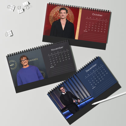 Pedro Pascal 2026 Desk Calendar | Premium Spiral Bound Celebrity Photo Calendar | Stylish Fan Gift & Desk Décor