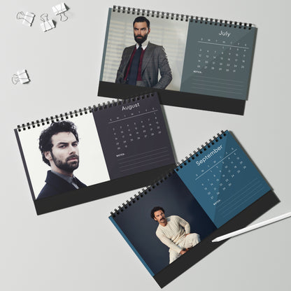 Aidan Turner 2026 Desk Calendar | Celebrity Spiral Bound Photo Calendar | Fan Collectible Gift | Stylish Desk & Office Décor