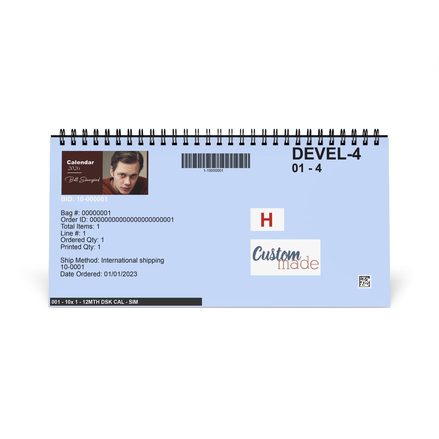 Bill Skarsgård 2026 Desk Calendar | Premium Celebrity Photo Calendar | Elegant Spiral-Bound Collectible Gift for Fans & Desk Décor