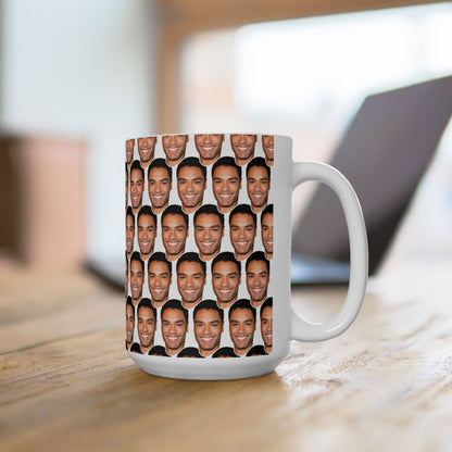 Regé-Jean Page Face Pattern Ceramic Mug | Unique Gift for Regé-Jean Page Fans