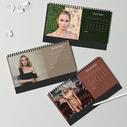 Emily Blunt 2026 Desk Calendar | Premium Spiral Bound Celebrity Photo Calendar | High-Quality Fan Gift & Desk Décor