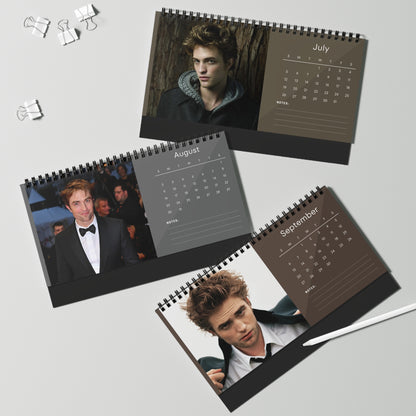 Robert Pattinson 2026 Desk Calendar | Celebrity Spiral Bound Photo Calendar | Fan Collectible Gift | Stylish Desk & Office Décor