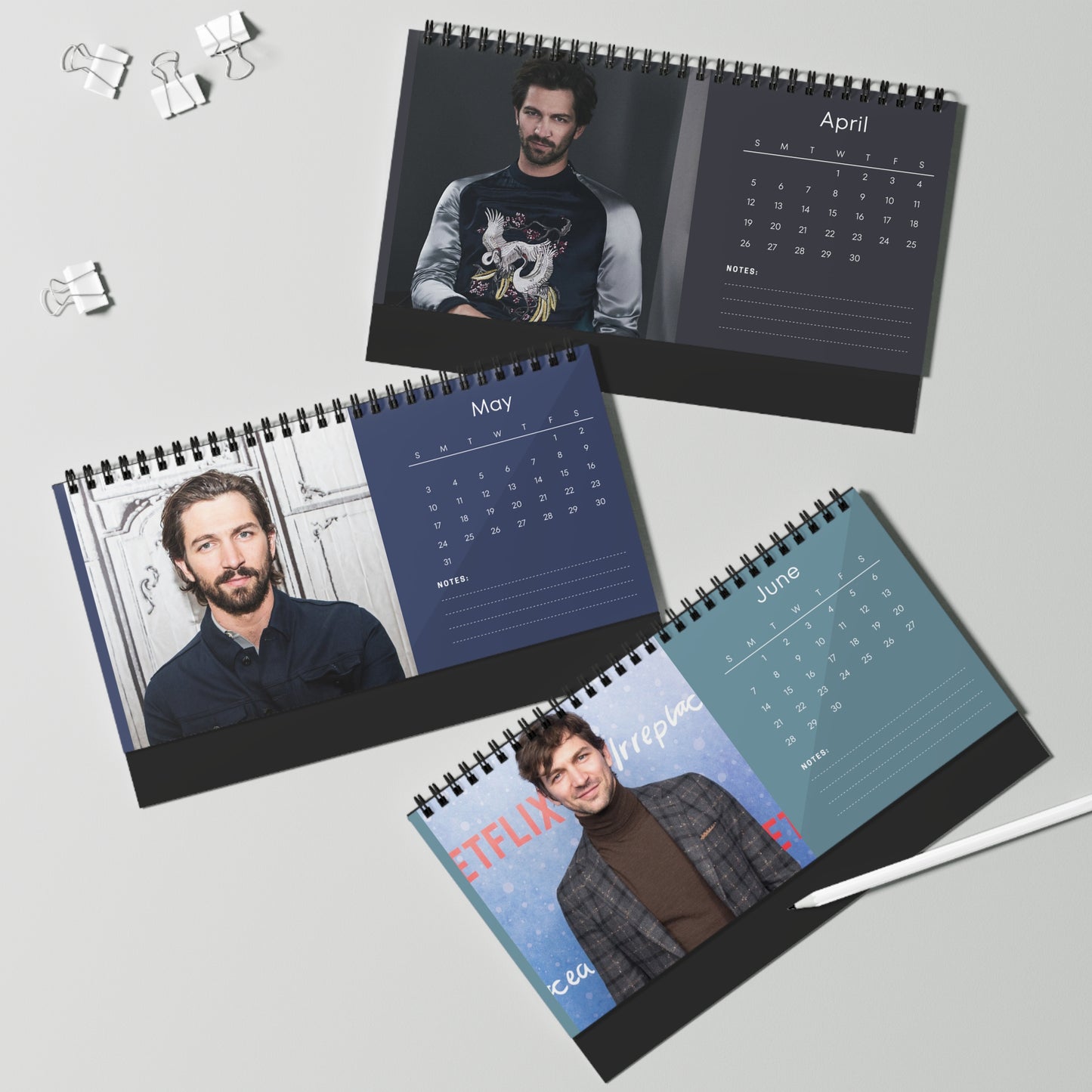 Michiel Huisman 2026 Desk Calendar | Premium Spiral Bound Celebrity Photo Calendar | High-Quality Fan Gift & Desk Décor