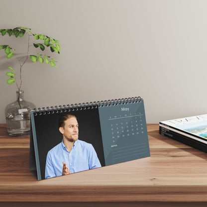 Charlie Hunnam 2026 Desk Calendar | Premium Spiral Bound Celebrity Photo Calendar | High-Quality Fan Gift & Desk Décor