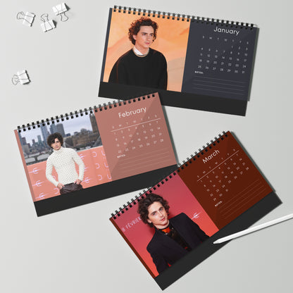 Timothée Chalamet 2026 Desk Calendar | Premium Spiral Bound Celebrity Photo Calendar | High-Quality Fan Gift & Desk Décor