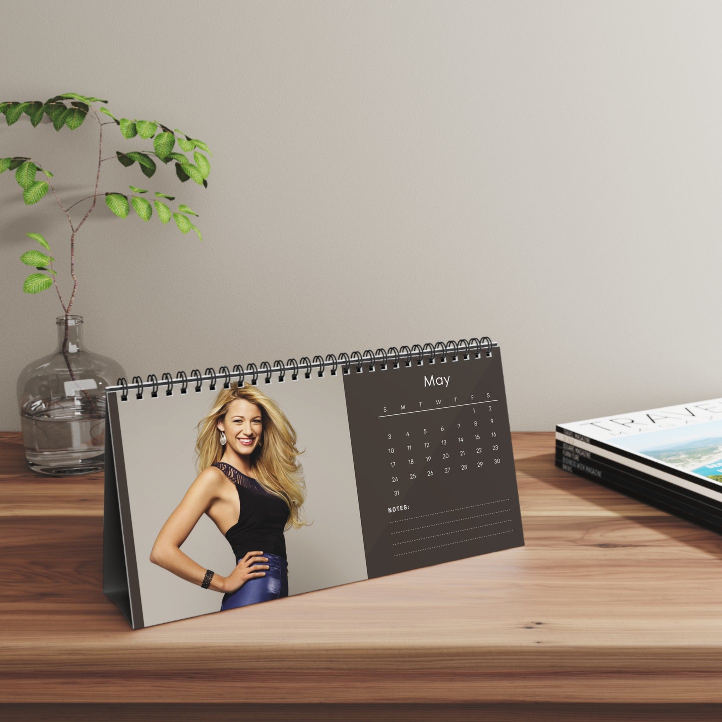 Blake Lively 2026 Desk Calendar | Celebrity Spiral Bound Photo Calendar | Fan Collectible Gift | Stylish Desk & Office Décor