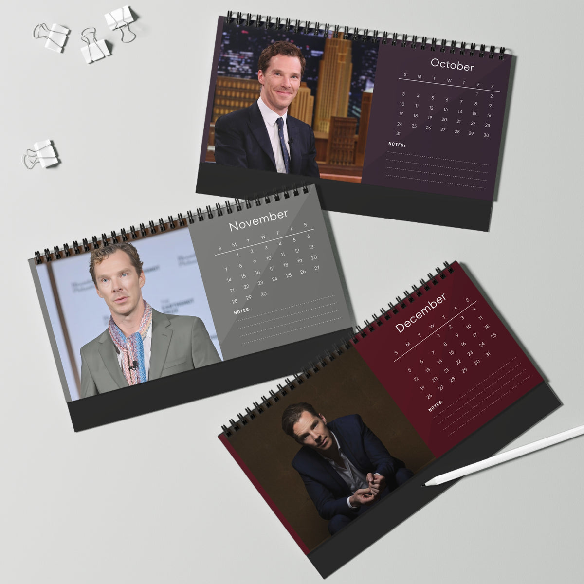 Benedict Cumberbatch 2027 Desk Calendar Vol 2 | Spiral Bound Photo Calendar | Fan Gift