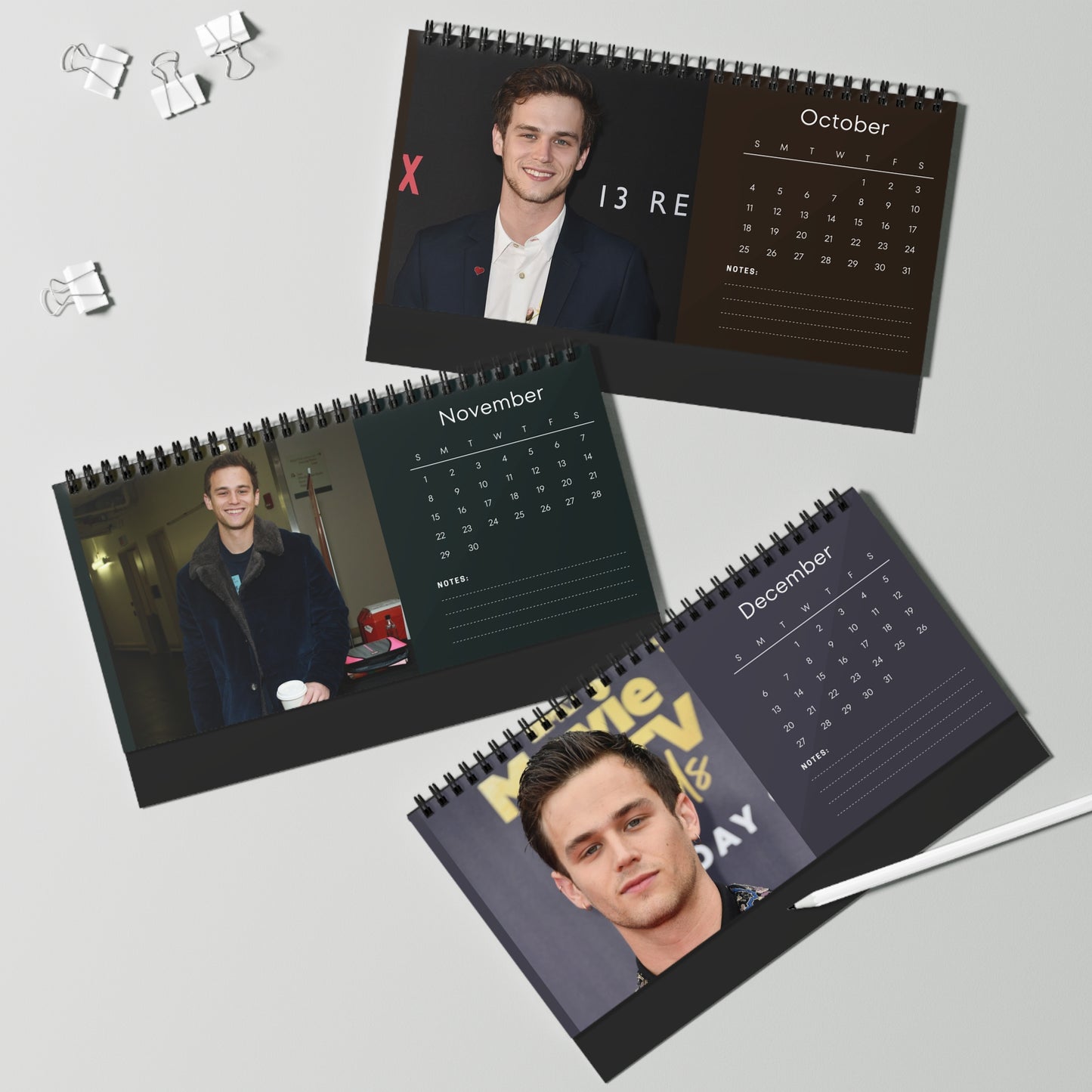 Brandon Flynn 2026 Desk Calendar | Premium Spiral Bound Celebrity Photo Calendar | High-Quality Gift for Fans & Desk Décor
