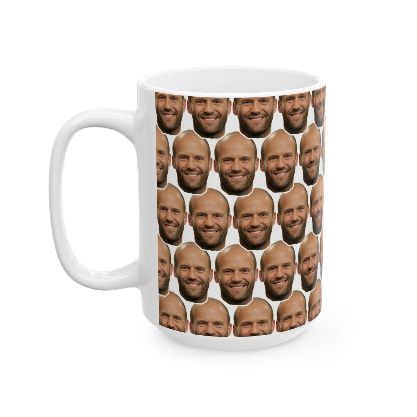 Jason Statham Face Pattern Ceramic Mug | Unique Gift for Jason Statham Fans