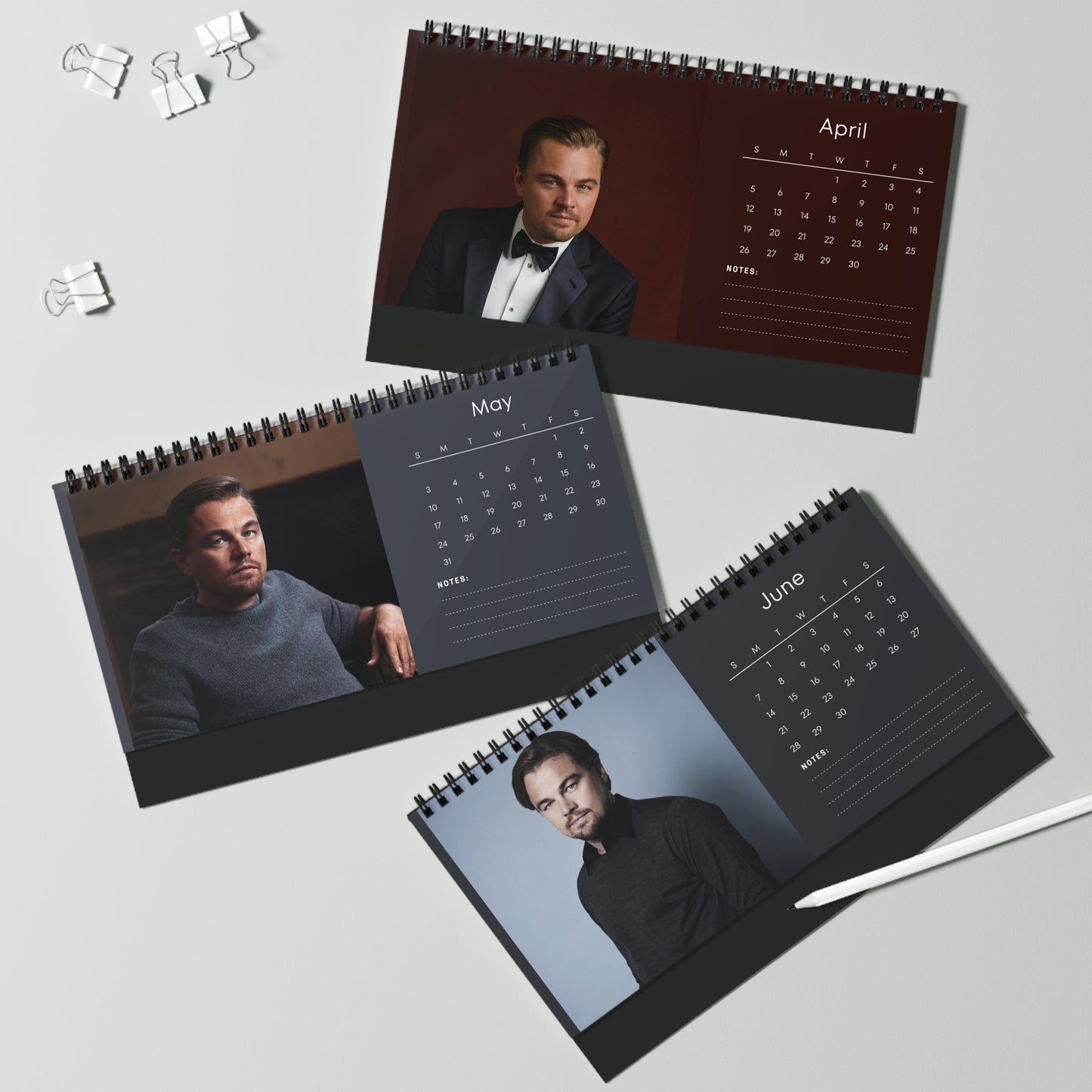 Leonardo DiCaprio 2026 Desk Calendar | Premium Spiral Bound Celebrity Photo Calendar | Collectible Fan Gift | Stylish Desk & Office Décor