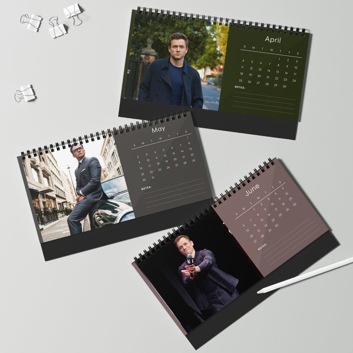 Taron Egerton 2027 Desk Calendar Vol 3 | Spiral Bound Photo Calendar | Fan Gift